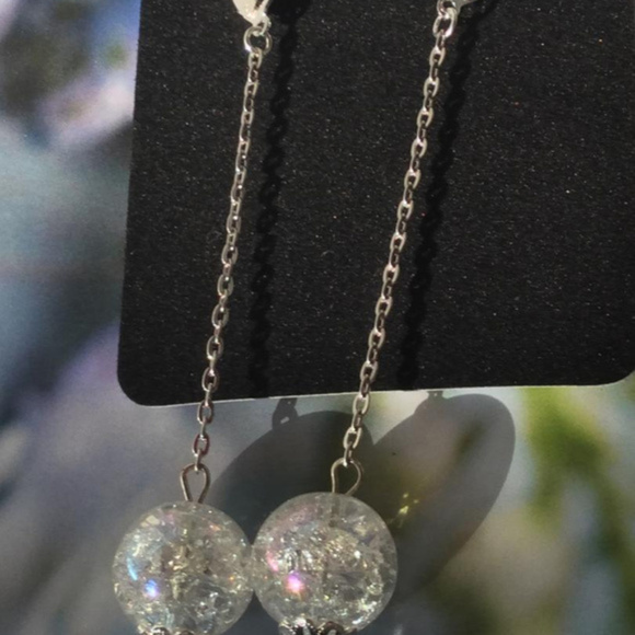 RESTOCKED- Silver Plated Glass Ball Earrings - Picture 3 of 4